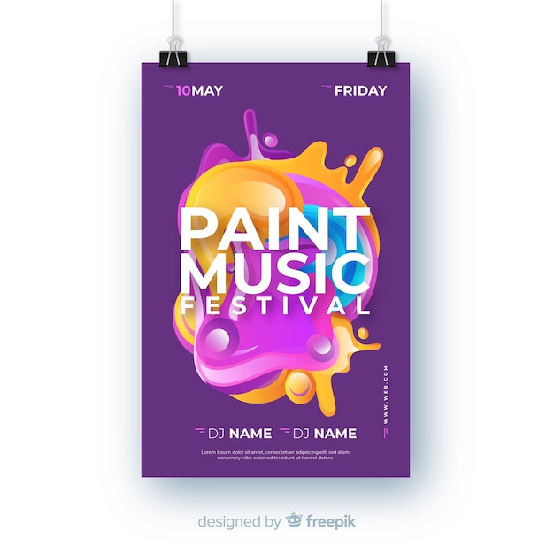 Abstract paint music festival poster template