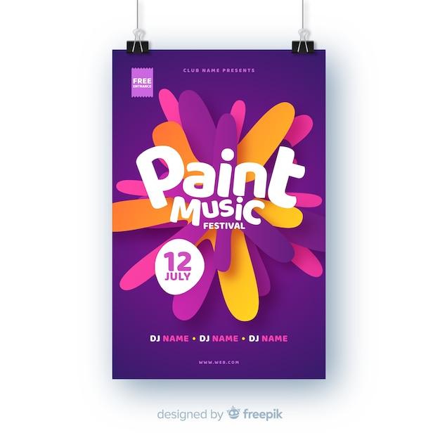 Abstract paint music festival poster template