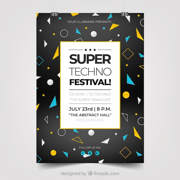 Free vector abstract party poster template with geometric design