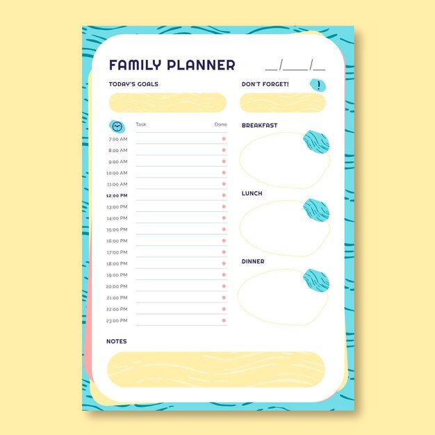 Abstract pattern family planner