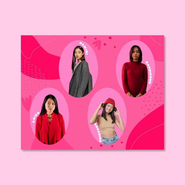 Abstract pink kpop photocard photo collage