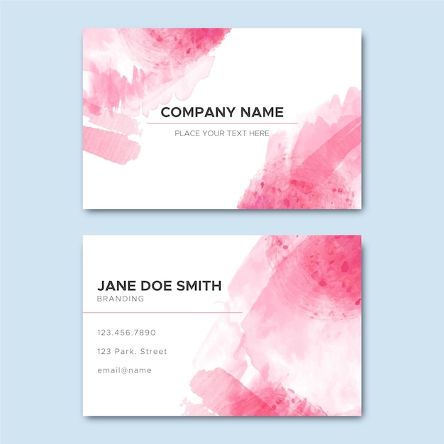 Free vector abstract pink paint brushes business card