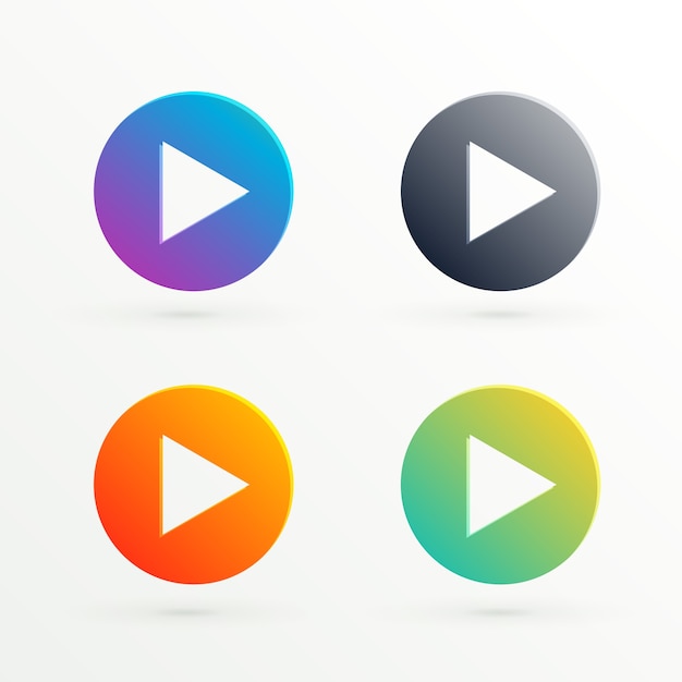 Free vector abstract play icon in different colors