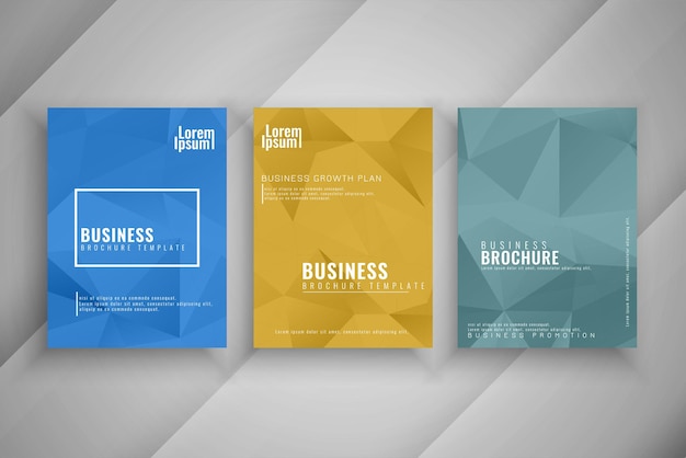 Abstract polygon style business brochure set