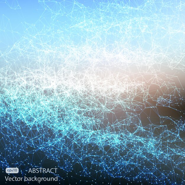 Abstract polygonal mesh space futuristic background Bang of glowing particles Vector