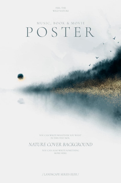 Abstract poster with beautiful watercolor landscape