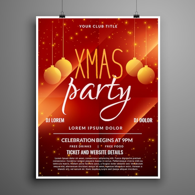 Free Vector abstract red christmas party event flyer design template