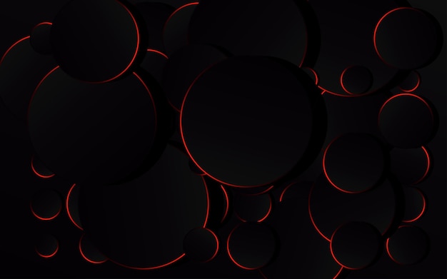 Free vector abstract red circle on black background technology