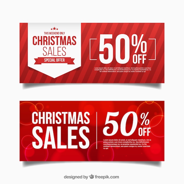 Abstract red discount christmas banners