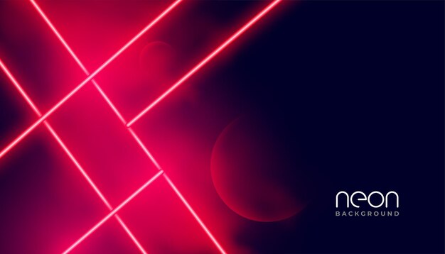 Abstract red geometric neon light lines background