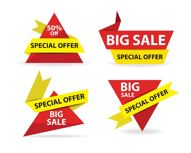 Abstract red and yellow shopping sale banners