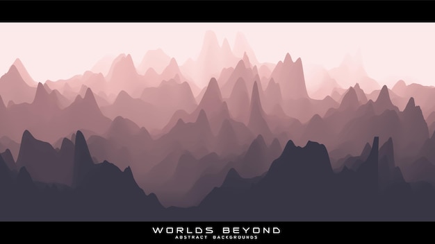 Free Vector abstract reddish landscape with misty fog till horizon over mountain slopes