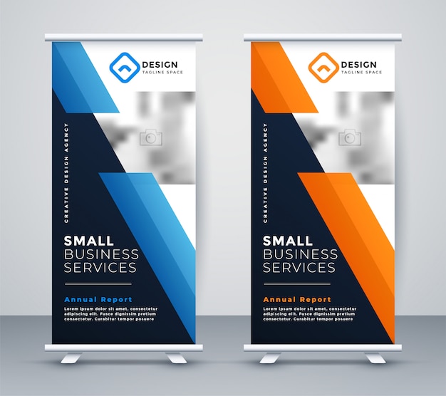 Free Vector abstract rollup banner design in geometric style