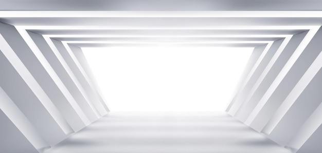 Abstract room white corridor of trapezoidal shape