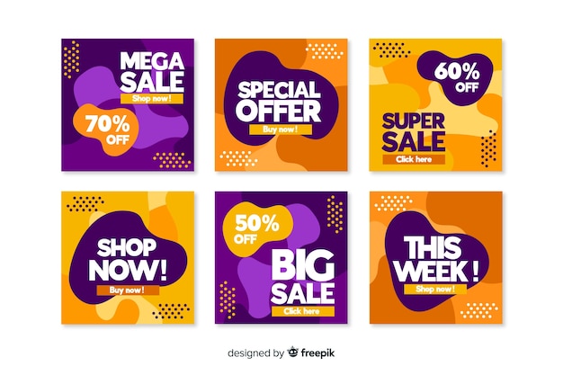 Free Vector abstract sale instagram post collection