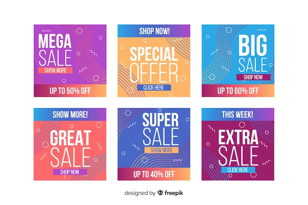 Free Vector abstract sale instagram post collection