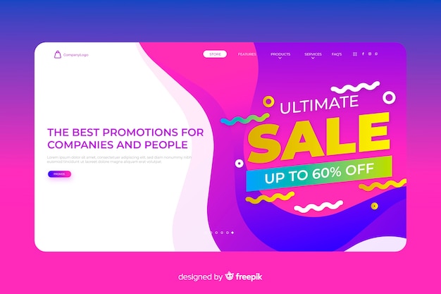 Abstract sale landing page template