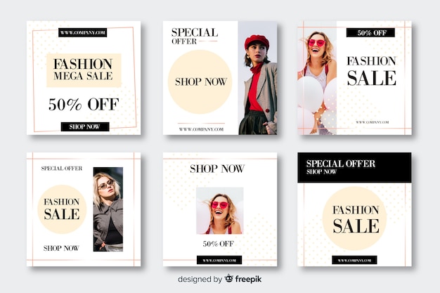 Abstract sales banners for social media