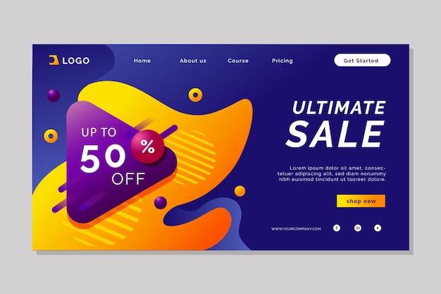 Free Vector abstract sales landing page template