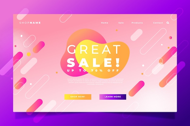 Abstract sales landing page with gradient