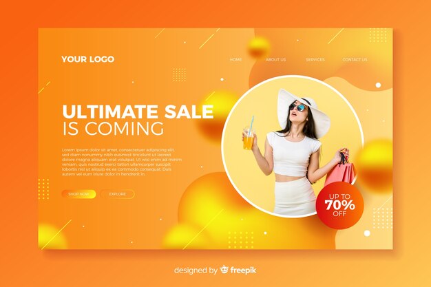 Abstract sales landing page with image