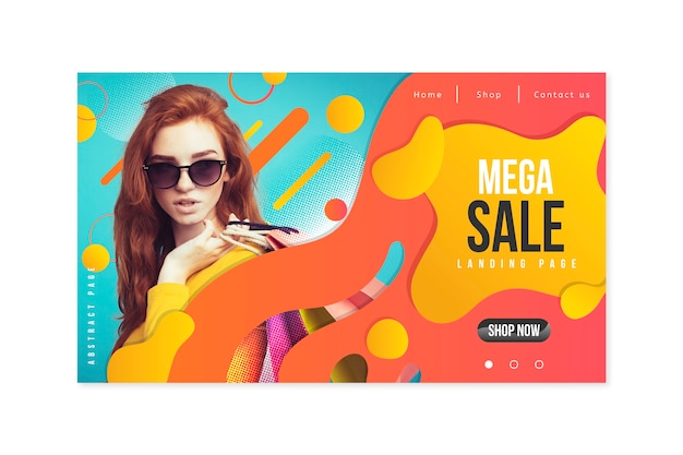 Abstract sales landing page with photo