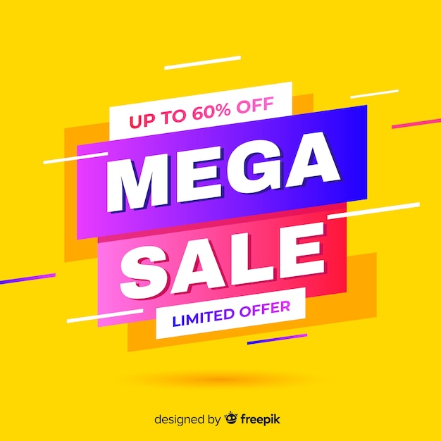 Abstract sales promotion on yellow background