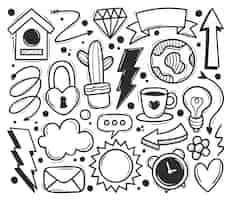 Free vector abstract scribble icons hand drawn doodle coloring