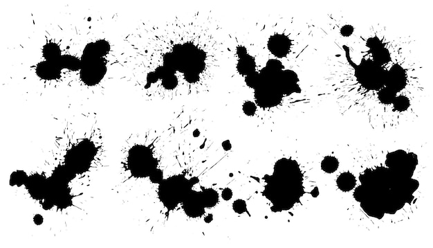 Free vector abstract set of ink splatter grunge stains