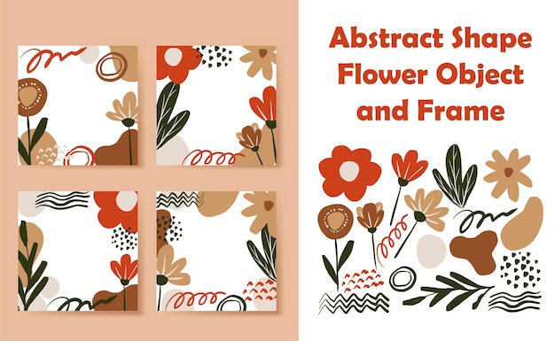 Abstract Shape Flower Object and Frame