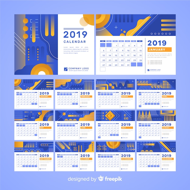 Abstract shapes 2019 calendar