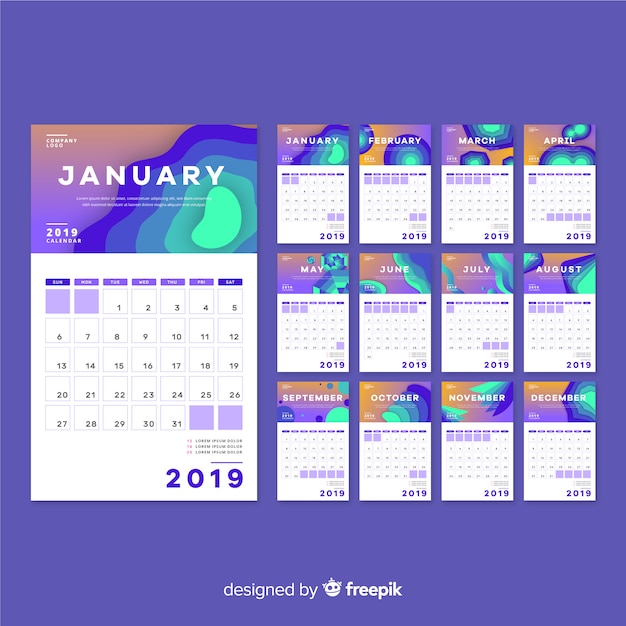 Abstract shapes 2019 calendar