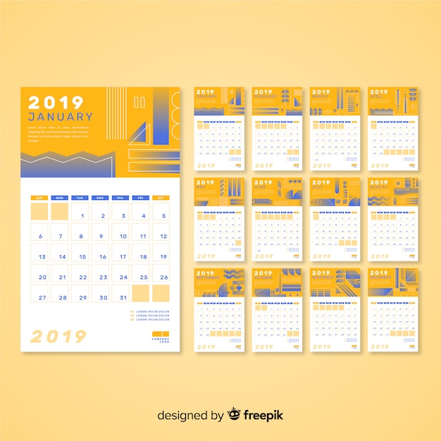 Abstract shapes 2019 calendar