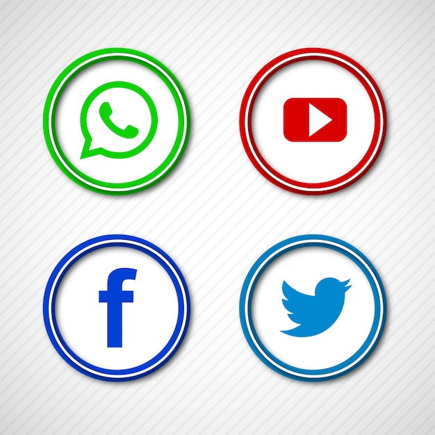 Abstract shiny social media icons set design