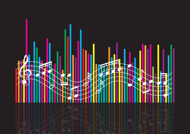 Abstract soundwaves background with music notes