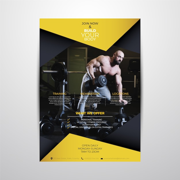 Free Vector abstract sports poster template with picture