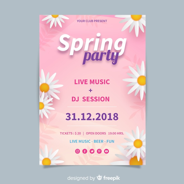 Abstract spring party flyer template