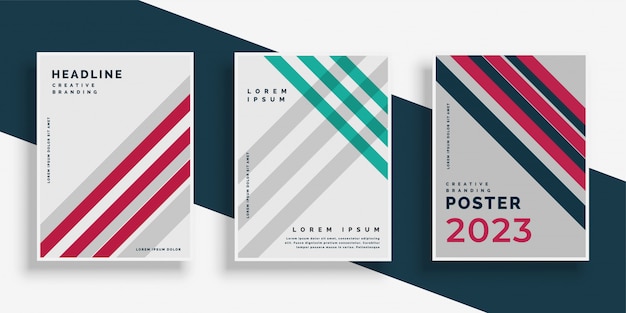 Abstract stripes cover page design set