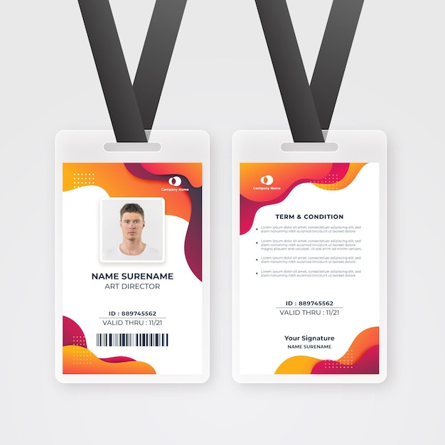 Abstract style id cards template with photo