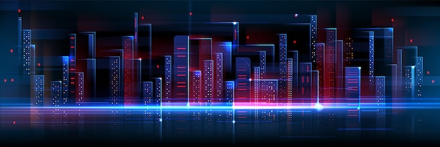 Free Vector abstract tech city on black background