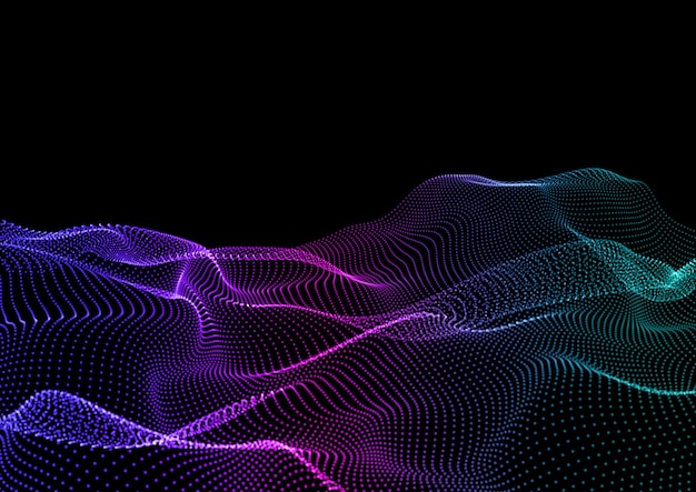 Abstract techno background with flowing particles design