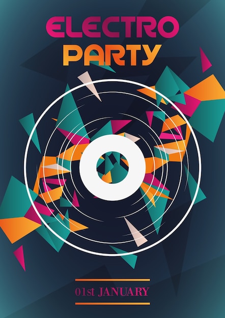 Abstract techno party poster