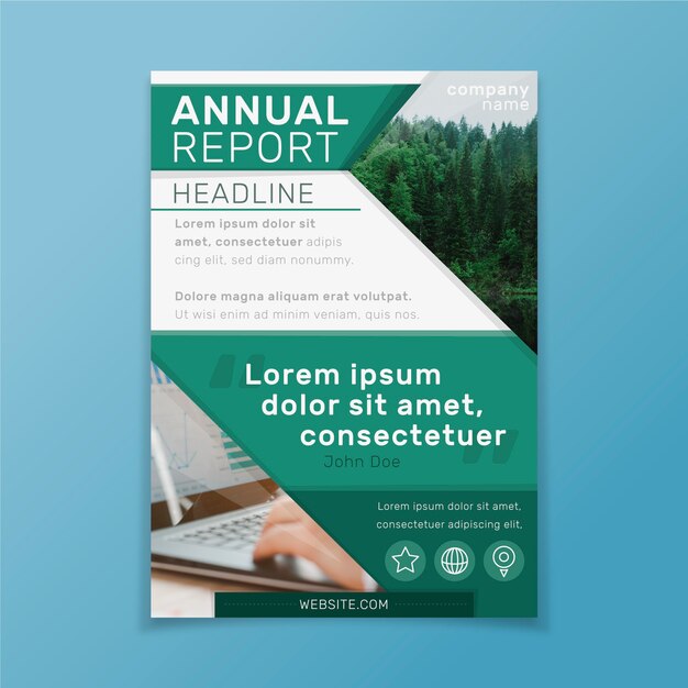 Abstract template annual report with picture