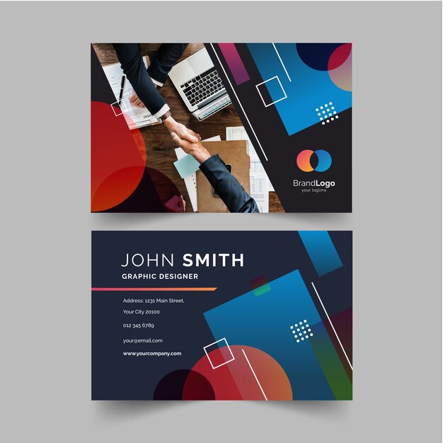 Abstract template for business card with photo