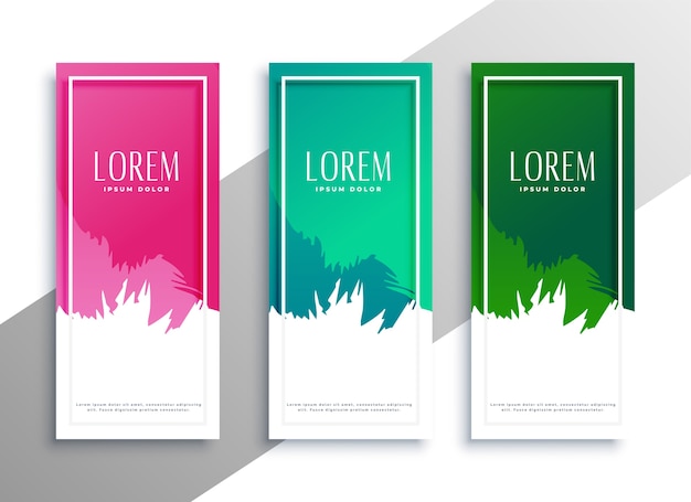 Free vector abstract three vertical banner