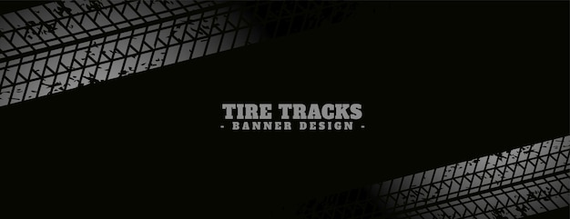 Free Vector abstract tire track print mark on dark black banner design