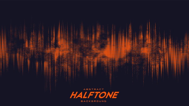 Abstract torn orange halftone sound wave. Scrathed dotted texture element.