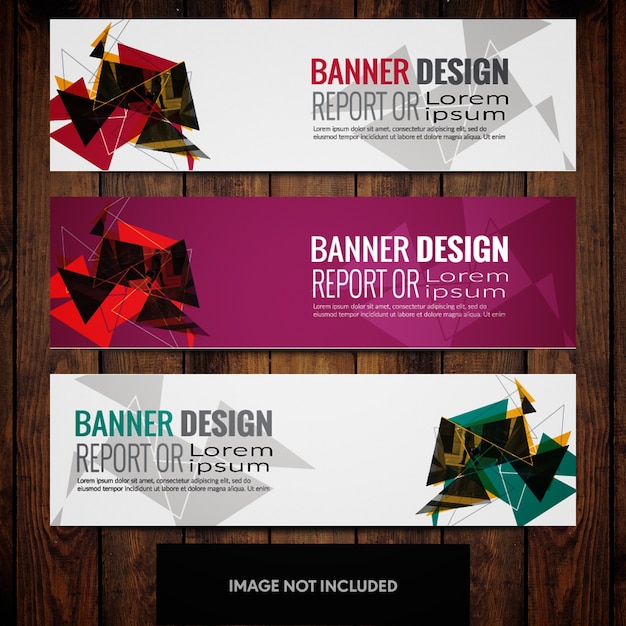 Free Vector abstract triangles banner design templates with grey pink and white background