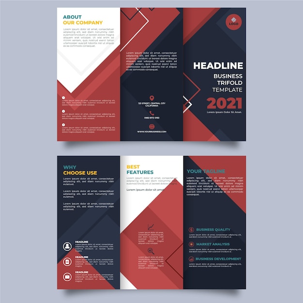 Abstract trifold brochure template with front and back