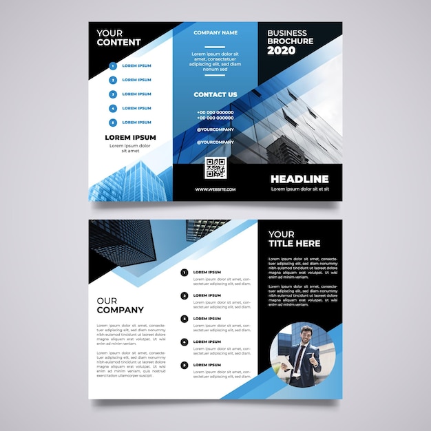 Abstract trifold brochure template with photo